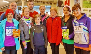 SUPPORTERS with  famous  Olympic athlete Catherina McKiernan AT THE  RUN FOR FREEDOM IN GALWAY  PROMOTE  PREDA Mango products .They are on sale in Hughes Supermarket.